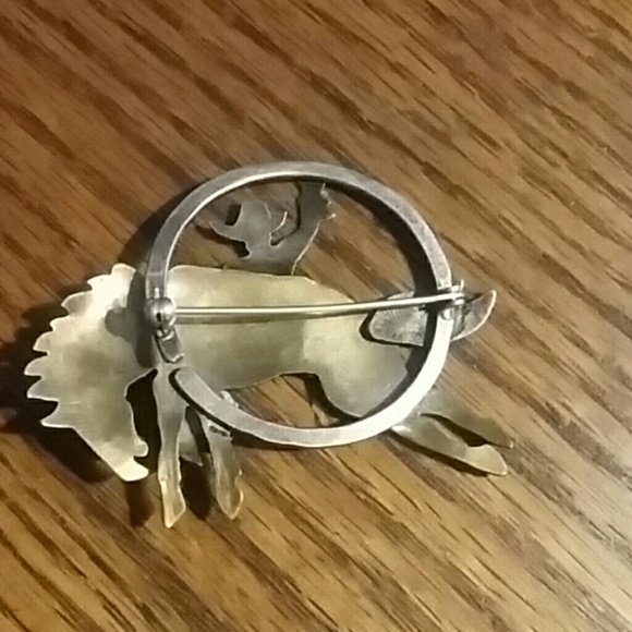 BRASS AND COPPER PIN COWBOY RIDING BUCKING BRONCO - Picture 2 of 2